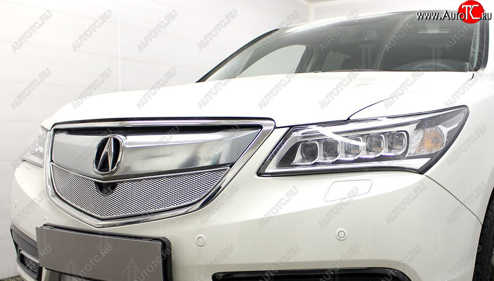 4 549 р. Защитная сетка решетки радиатора Стрелка 11 Премиум (алюминий)  Acura MDX  YD3 (2013-2016) дорестайлинг (Цвет: хром)  с доставкой в г. Кемерово