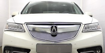 4 549 р. Защитная сетка решетки радиатора Стрелка 11 Премиум (алюминий)  Acura MDX  YD3 (2013-2016) дорестайлинг (Цвет: хром)  с доставкой в г. Кемерово. Увеличить фотографию 2