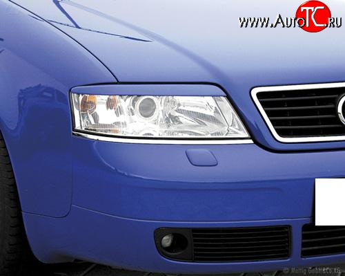 849 р. Реснички Power Style  Audi A6  C5 (1997-2001) дорестайлинг, седан (Неокрашенные)  с доставкой в г. Кемерово