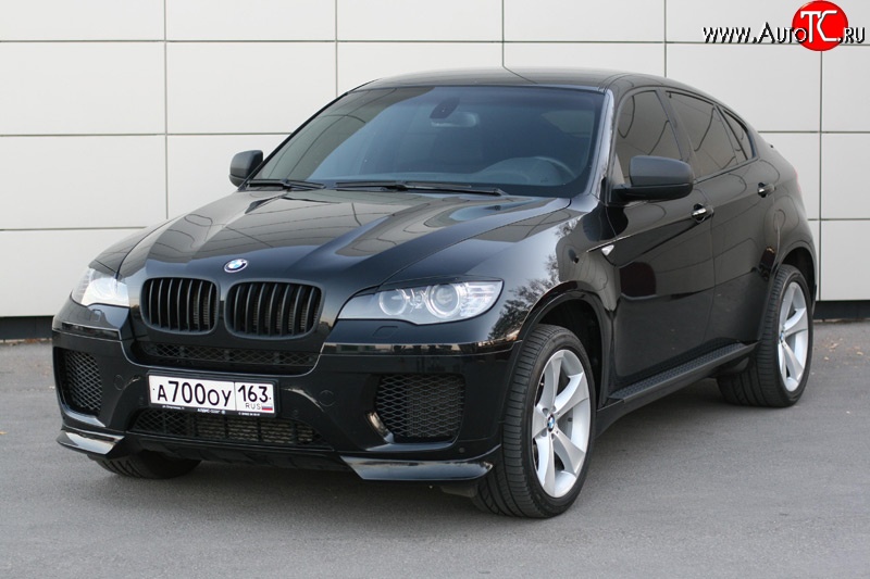 4 749 р. Накладки Global-Tuning на передний бампер автомобиля  BMW X6  E71 (2008-2014) дорестайлинг, рестайлинг (Неокрашенная)  с доставкой в г. Кемерово