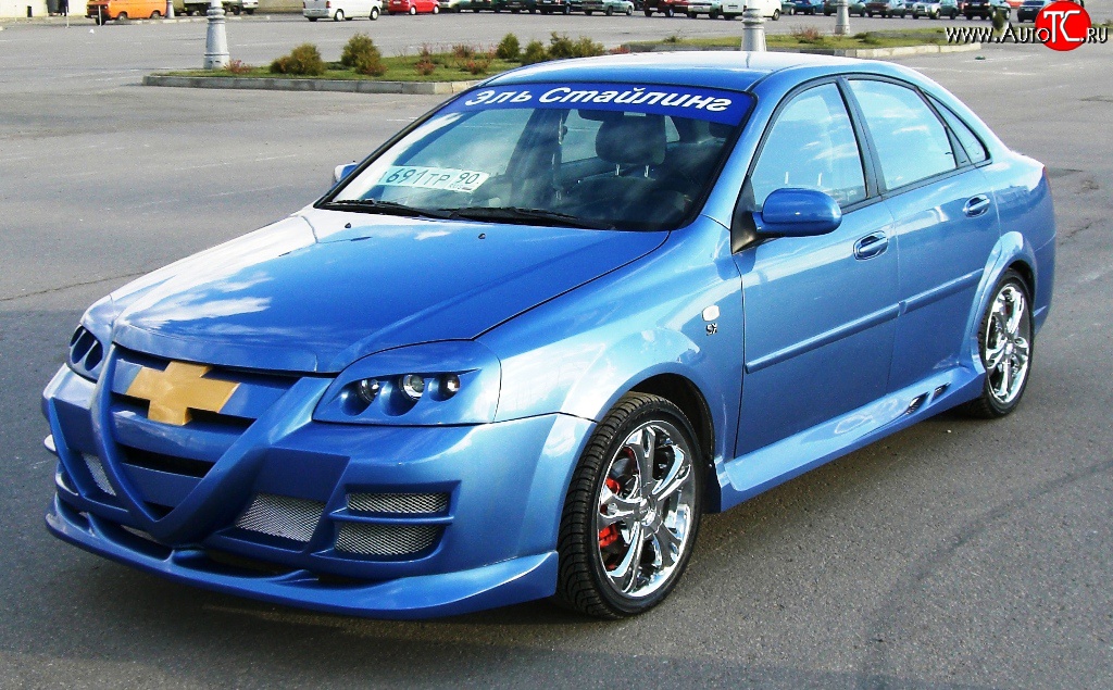 3 449 р. Передний бампер Крестоносец Chevrolet Lacetti седан (2002-2013) (Неокрашенный)  с доставкой в г. Кемерово