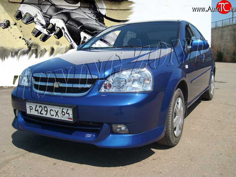 2 399 р. Накладка переднего бампера Tuning Zone Chevrolet Lacetti седан (2002-2013) (Неокрашенная)  с доставкой в г. Кемерово