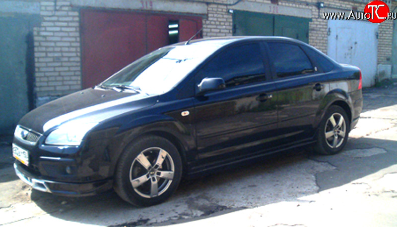 4 999 р. Накладка переднего бампера FT Ford Focus 2  седан дорестайлинг (2004-2008) (Неокрашенная)  с доставкой в г. Кемерово