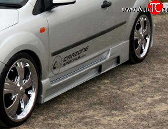 5 599 р. Пороги накладки CarZone Futura Ford Focus 2 хэтчбэк 5 дв. рестайлинг (2007-2011) (Неокрашенные)  с доставкой в г. Кемерово