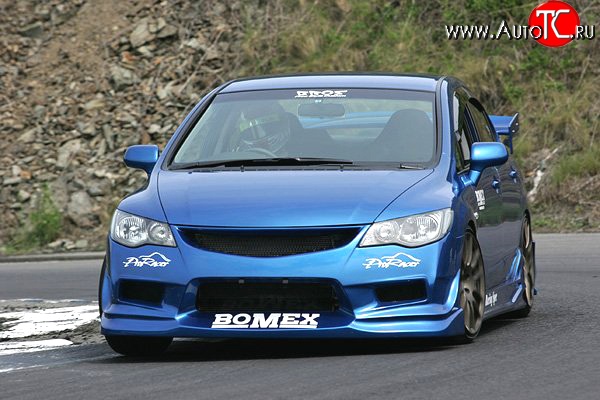 9 499 р. Передний бампер Bomex Style Honda Civic FD седан дорестайлинг (2005-2008) (Неокрашенный)  с доставкой в г. Кемерово