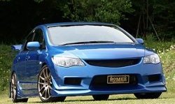 9 499 р. Передний бампер Bomex Style Honda Civic FD седан дорестайлинг (2005-2008) (Неокрашенный)  с доставкой в г. Кемерово. Увеличить фотографию 2