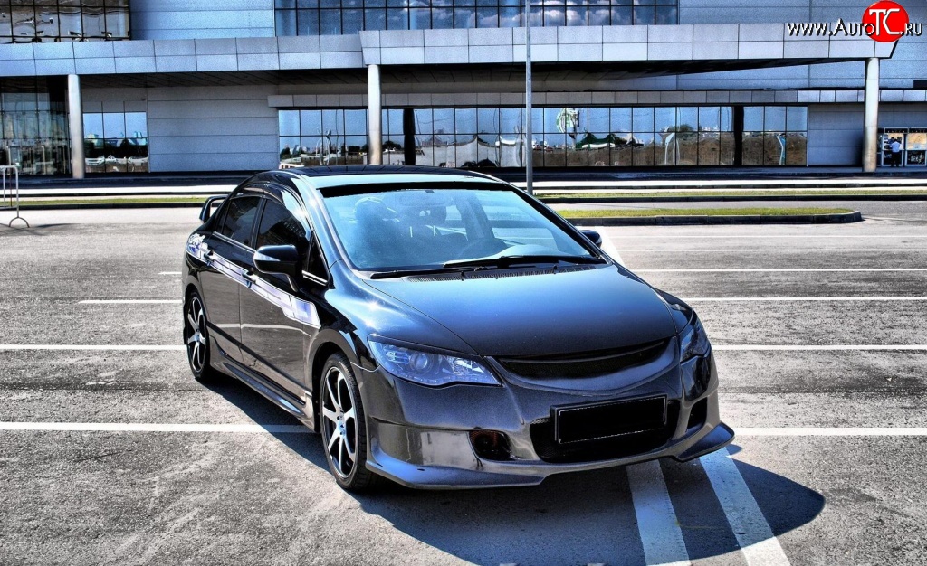 9 499 р. Передний бампер INGS+1 Honda Civic FD седан дорестайлинг (2005-2008) (Неокрашенный)  с доставкой в г. Кемерово