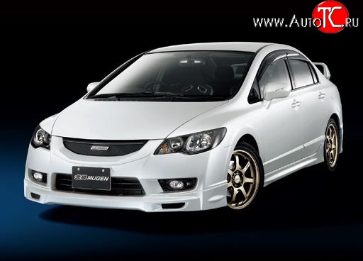 6 499 р. Накладка переднего бампера Mugen Style  Honda Civic  FD (2009-2011) седан рестайлинг (Неокрашенная)  с доставкой в г. Кемерово