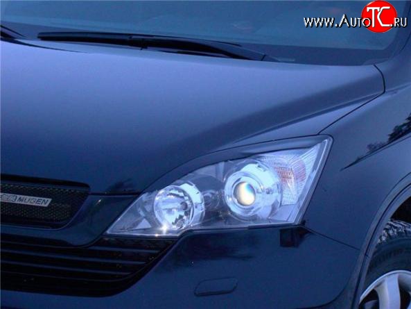 1 299 р. Реснички Sport на фары  Honda CR-V  RE1,RE2,RE3,RE4,RE5,RE7 (2007-2010) дорестайлинг (Неокрашенные)  с доставкой в г. Кемерово