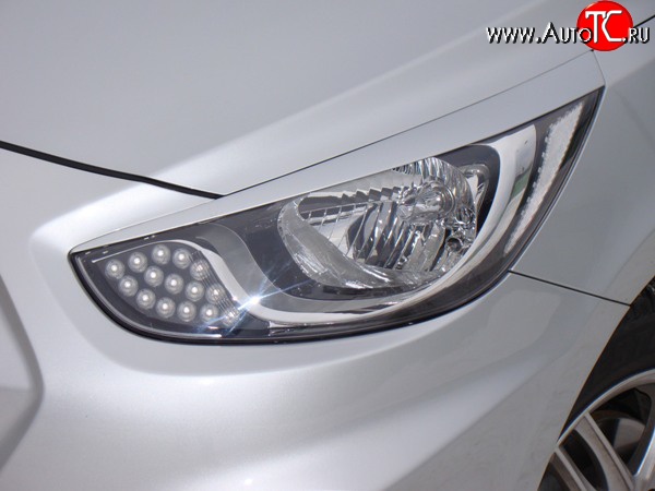 619 р. Реснички Sport V1 Hyundai Solaris RBr седан дорестайлинг (2010-2014) (Неокрашенные)  с доставкой в г. Кемерово