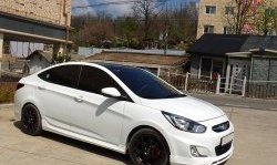 8 999 р. Пороги накладки CT  Hyundai Solaris  RBr (2010-2017), KIA Rio  3 QB (2011-2017) (Неокрашенные)  с доставкой в г. Кемерово. Увеличить фотографию 1