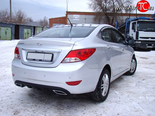 3 999 р. Диффузор заднего бампера Sport var №1  Hyundai Solaris  RBr (2010-2014) седан дорестайлинг (Глянец неокрашенный)  с доставкой в г. Кемерово