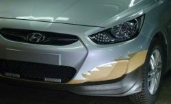 4 399 р. Накладка Sport на передний бампер Hyundai Solaris RBr седан дорестайлинг (2010-2014) (Неокрашенная)  с доставкой в г. Кемерово. Увеличить фотографию 4