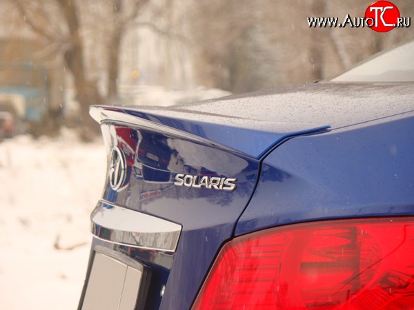 3 299 р. Лип спойлер Sport  Hyundai Solaris  RBr (2010-2017) седан дорестайлинг, седан рестайлинг (Неокрашенный)  с доставкой в г. Кемерово