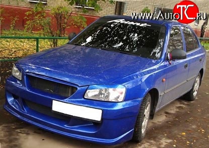 7 499 р. Передний бампер ATH New Hyundai Accent 2 LC седан дорестайлинг (ТагАЗ) (1999-2012) (Неокрашенный)  с доставкой в г. Кемерово