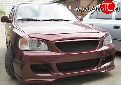 7 349 р. Передний бампер ATH Hyundai Accent 2 LC седан дорестайлинг (ТагАЗ) (1999-2012) (Неокрашенный)  с доставкой в г. Кемерово