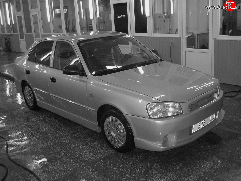 5 699 р. Передний бампер Classic Style  Hyundai Accent  седан ТагАЗ (2001-2012) (Неокрашенный)  с доставкой в г. Кемерово