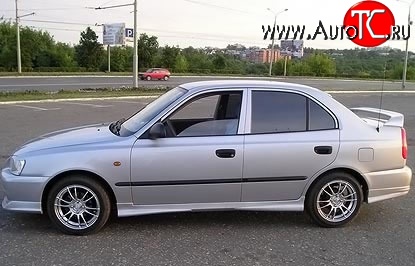 6 549 р. Пороги накладки Street Hyundai Accent 2 LC седан дорестайлинг (ТагАЗ) (1999-2012) (Неокрашенные)  с доставкой в г. Кемерово
