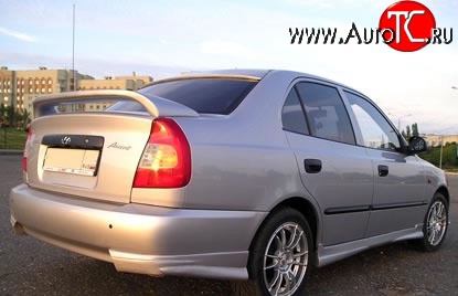 5 099 р. Накладки Street на задний бампер автомобиля Hyundai Accent 2 LC седан дорестайлинг (ТагАЗ) (1999-2012) (Неокрашенная)  с доставкой в г. Кемерово