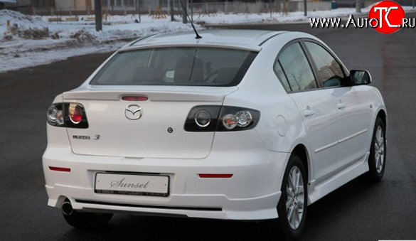 6 949 р. Накладка заднего бампера Sunset Mazda 3/Axela BK дорестайлинг седан (2003-2006) (Неокрашенная)  с доставкой в г. Кемерово