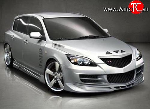 11 399 р. Передний бампер EXS Mazda 3/Axela BK дорестайлинг, хэтчбэк (2003-2006) (Неокрашенный)  с доставкой в г. Кемерово