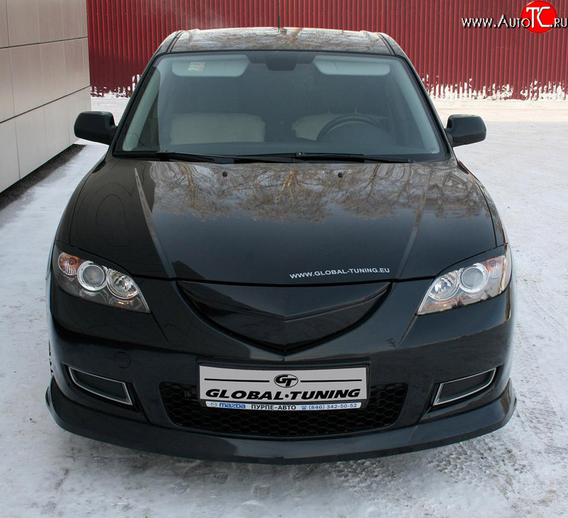 4 849 р. Накладка переднего бампера Global-Tuning  Mazda 3/Axela  BK (2003-2006) дорестайлинг седан (Неокрашенная)  с доставкой в г. Кемерово