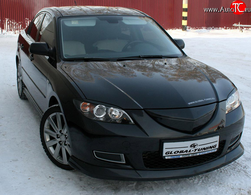 729 р. Реснички на фары Global-Tuning  Mazda 3/Axela  BK (2003-2009) дорестайлинг седан, рестайлинг седан (Неокрашенные)  с доставкой в г. Кемерово