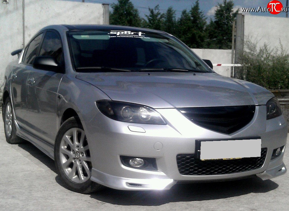 2 309 р. Комплект клыков Sport-V2 на передний бампер автомобиля Mazda 3/Axela BK дорестайлинг седан (2003-2006) (Неокрашенная)  с доставкой в г. Кемерово