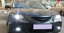 3 189 р. Решётка радиатора (рестайл) Style (полоска)  Mazda 3/Axela  BK (2006-2009) рестайлинг седан (Неокрашенная)  с доставкой в г. Кемерово. Увеличить фотографию 4