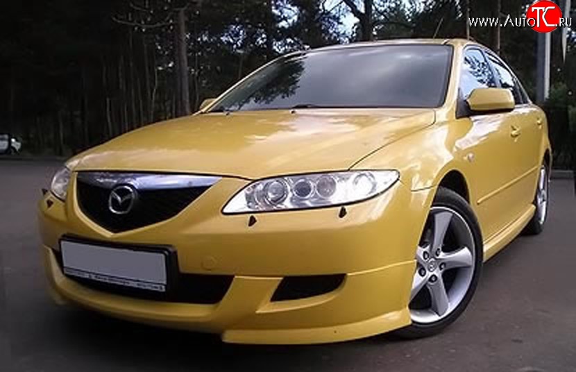 7 349 р. Накладка переднего бампера AERO Mazda 6 GG, GY универсал дорестайлинг (2002-2005) (Неокрашенная)  с доставкой в г. Кемерово