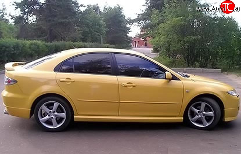 8 149 р. Пороги накладки AERO  Mazda 6 ( GG,  GG, GY) (2002-2008) лифтбэк дорестайлинг, седан дорестайлинг, универсал дорестайлинг, лифтбэк рестайлинг, седан рестайлинг, универсал рестайлинг (Неокрашенные)  с доставкой в г. Кемерово