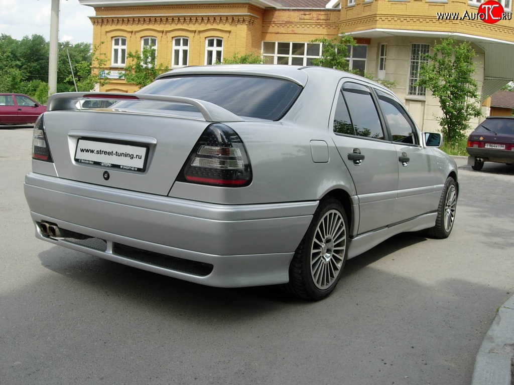 4 049 р. Накладка заднего бампера Rieger Mercedes-Benz C-Class W202 дорестайлинг седан (1993-1997)  с доставкой в г. Кемерово