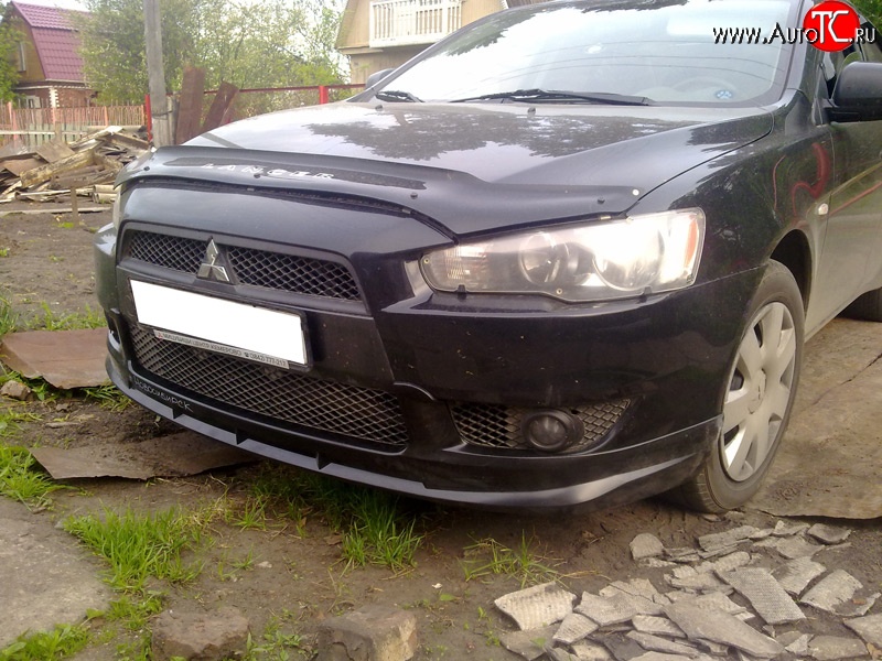 3 599 р. Накладка переднего бампера Elegance Mitsubishi Lancer 10 CY седан рестайлинг (2011-2017) (Неокрашенная)  с доставкой в г. Кемерово