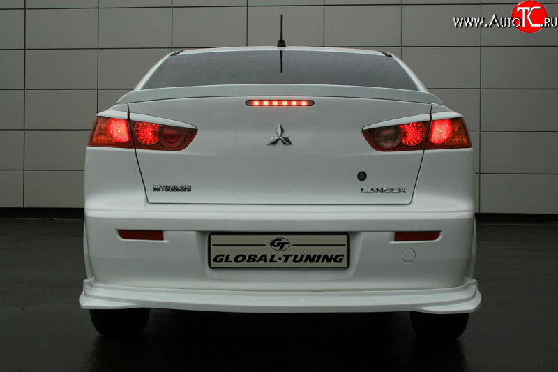 4 749 р. Накладка заднего бампера Mitsubishi Global-Tuning  Mitsubishi Lancer  10 CY (2007-2017) седан дорестайлинг, седан рестайлинг (Неокрашенная)  с доставкой в г. Кемерово