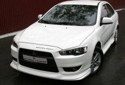 4 749 р. Накладка переднего бампера Mitsubishi global-Tuning  Mitsubishi Lancer  10 CY (2007-2017) седан дорестайлинг, хэтчбэк дорестайлинг, седан рестайлинг, хэтчбек 5 дв рестайлинг (Неокрашенная)  с доставкой в г. Кемерово. Увеличить фотографию 2