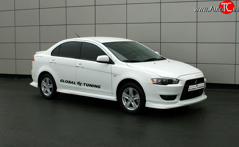 4 749 р. Пороги накладки Global-Tuning  Mitsubishi Lancer  10 CY (2007-2017) седан дорестайлинг, хэтчбэк дорестайлинг, седан рестайлинг, хэтчбек 5 дв рестайлинг (Неокрашенные)  с доставкой в г. Кемерово