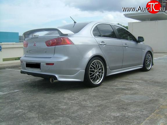 5 299 р. Накладка Zodiak под одинарный выхлоп на задний бампер  Mitsubishi Lancer  10 CY (2007-2017) седан дорестайлинг, седан рестайлинг (Неокрашенная)  с доставкой в г. Кемерово