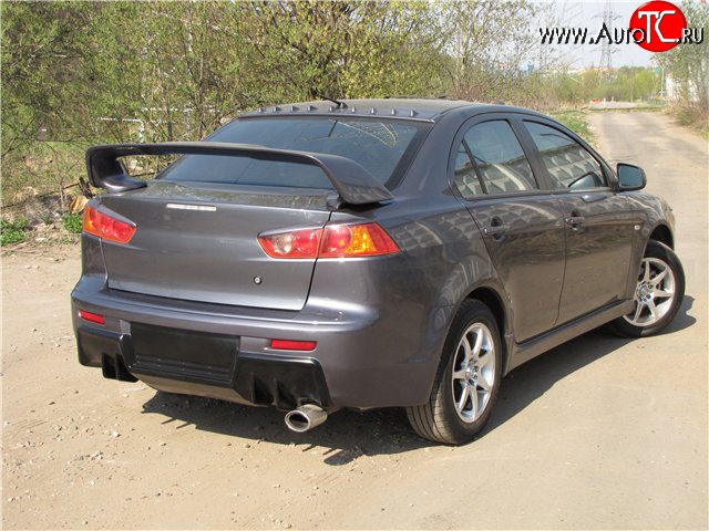 5 399 р. Накладка Evo на задний бампер  Mitsubishi Lancer  10 CY (2007-2017) седан дорестайлинг, седан рестайлинг (Неокрашенная)  с доставкой в г. Кемерово