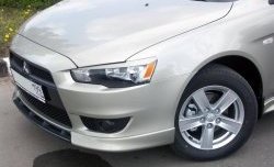 899 р. Вставка переднего бампера (зубатка) Evo  Mitsubishi Lancer  10 CY (2007-2017) седан дорестайлинг, хэтчбэк дорестайлинг, седан рестайлинг, хэтчбек 5 дв рестайлинг (Неокрашенная)  с доставкой в г. Кемерово. Увеличить фотографию 4