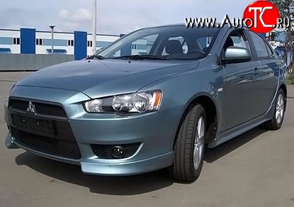 2 899 р. Клыки Evo на передний бампер автомобиля Mitsubishi Lancer 10 CY седан рестайлинг (2011-2017) (Неокрашенные)  с доставкой в г. Кемерово