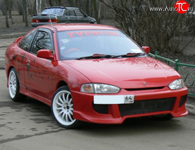12 199 р. Передний бампер M-VRS Mitsubishi Mirage CJ,CK,CL,CM хэтчбэк 3 дв. (1995-2001) (Неокрашенный)  с доставкой в г. Кемерово