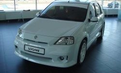 11 999 р. Передний бампер Power DM  Renault Logan  1 (2004-2010) дорестайлинг (Без сетки, Неокрашенный)  с доставкой в г. Кемерово. Увеличить фотографию 2