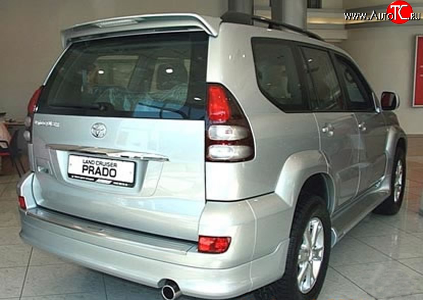 8 949 р. Накладка заднего бампера Original Design Toyota Land Cruiser Prado J120 (2002-2009) (Неокрашенная)  с доставкой в г. Кемерово