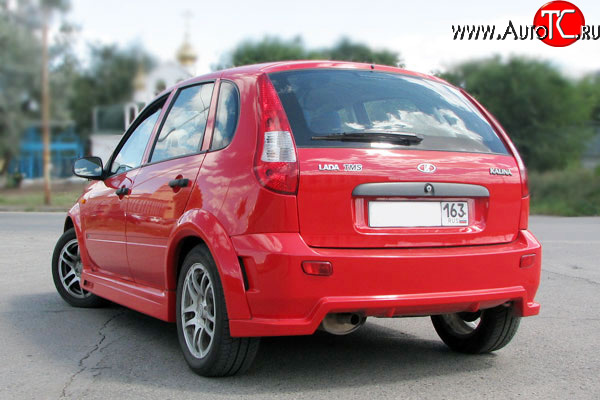 8 929 р. Задний бампер TMS-GTI Лада Калина 1119 хэтчбек (2004-2013) (Неокрашенный)  с доставкой в г. Кемерово
