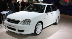 1 189 р. Пороги накладки Lada Priora Sport Лада Приора 2172 хэтчбек дорестайлинг (2008-2014) (Неокрашенные)  с доставкой в г. Кемерово. Увеличить фотографию 1