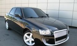 9 706 р. Передний бампер Я-робот  Лада Приора ( 2170,  2171,  2172,  21728) (2007-2018) седан дорестайлинг, универсал дорестайлинг , хэтчбек дорестайлинг, купе дорестайлинг, купе рестайлинг, седан рестайлинг, универсал рестайлинг, хэтчбек рестайлин (Неокрашенный, вставки под туманки)  с доставкой в г. Кемерово. Увеличить фотографию 2