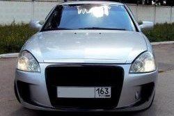 9 706 р. Передний бампер Я-робот  Лада Приора ( 2170,  2171,  2172,  21728) (2007-2018) седан дорестайлинг, универсал дорестайлинг , хэтчбек дорестайлинг, купе дорестайлинг, купе рестайлинг, седан рестайлинг, универсал рестайлинг, хэтчбек рестайлин (Неокрашенный, вставки под туманки)  с доставкой в г. Кемерово. Увеличить фотографию 8