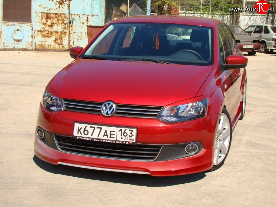 5 749 р. Накладка Racing на передний бампер  Volkswagen Polo  5 (2009-2015) седан дорестайлинг (Неокрашенная)  с доставкой в г. Кемерово