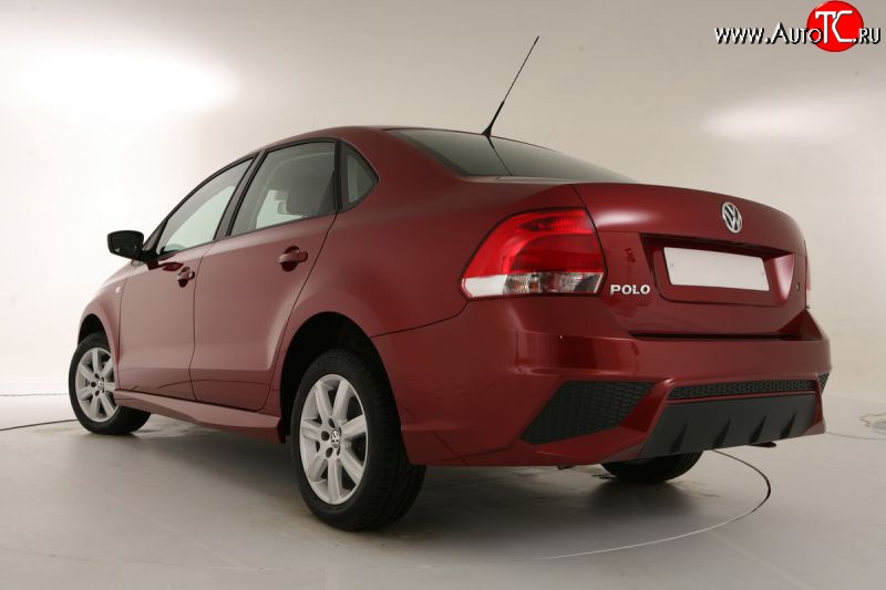 7 249 р. Задний бампер Sport Volkswagen Polo 5 седан дорестайлинг (2009-2015) (Неокрашенный)  с доставкой в г. Кемерово