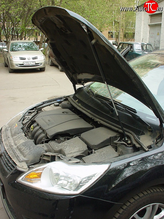 2 249 р. Упор капота Sport Ford Focus 2 седан рестайлинг (2007-2011) (Без кронштейна)  с доставкой в г. Кемерово